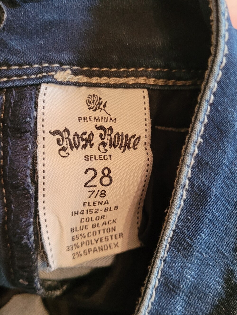Rose Royce, NWOT, Rubberband Stretch Skinny Jeans in Dark Blue, 28 - Picture 3 of 8